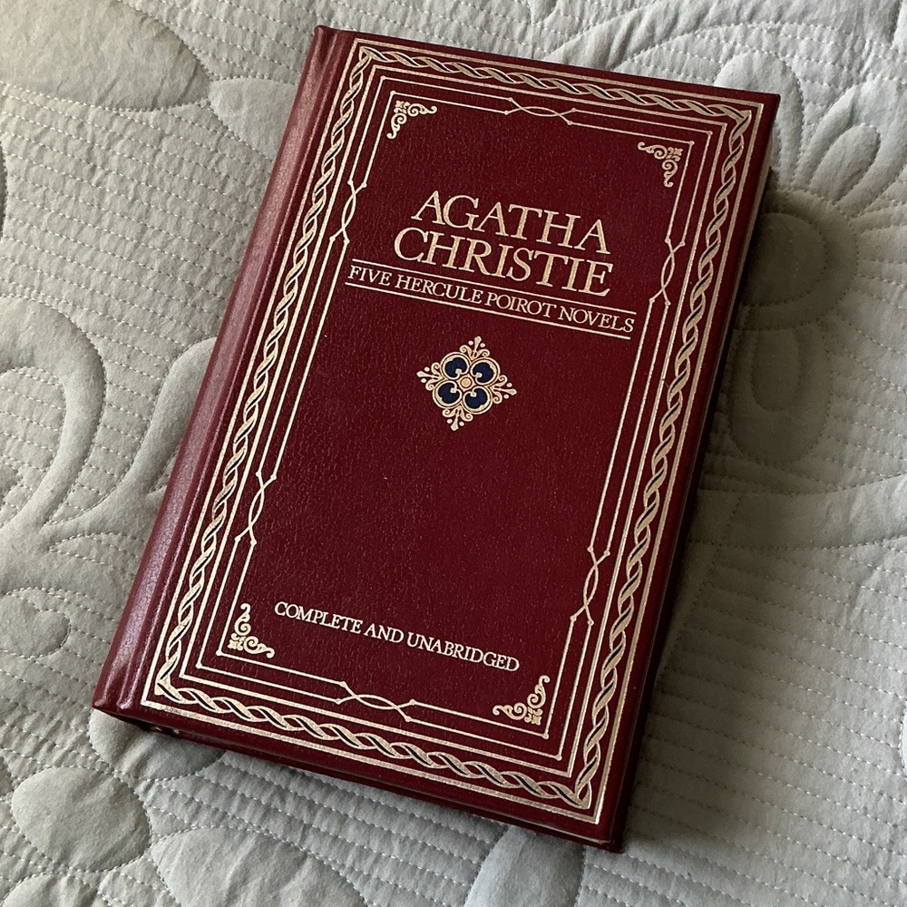 Agatha Christie Five Hercule Poirot Novels in One Red Leather Hardcover Volume